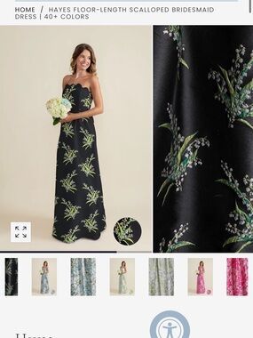 LulaKate Lily of the Valley Dress: Hayes Scalloped Strapless Floral — Black